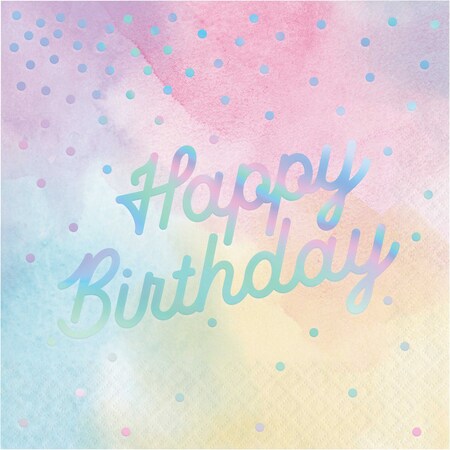 Creative Converting Iridescent Party Happy Birthday Napkins, 6.5", 192PK 336699